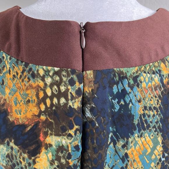 Rabbit Designs Beaded Multicolor Brown Printed Sleeveless Mini Sheath Dress 6/SM - Picture 10 of 15